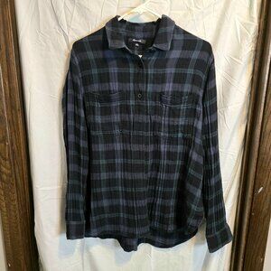 Madewell Shirt Womens  Blue Green  Plaid Button Up Long Sleeve Casual SMALL